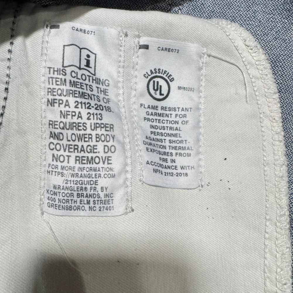 Wrangler Jeans Mens 40x30 Blue FR13MWZ Flame Resistant 13 Original Work Denim - Picture 10 of 16